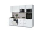 Кухонный гарнитур Мила Лайт 2,7-ПМ1 (Белый Платинум/Белый Платинум/Травертин) фабрика Интерлиния в Минске Кухонный гарнитур Мила Лайт 2,7-ПМ1 (Белый Платинум/Белый Платинум/Травертин) фабрика Интерлиния
