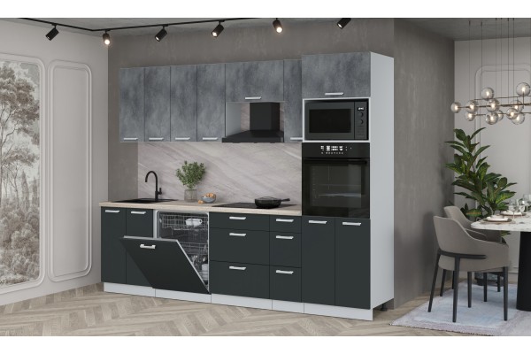 Кухонный гарнитур Мила Лайт 2,7-ПМ1 (Бетон Портленд/Антрацит/Травертин) фабрика Интерлиния