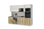 Кухонный гарнитур Мила Лайт 2,7-ПМ1 (Вудлайн кремовый/Дуб золотой/Травертин) фабрика Интерлиния в Минске Кухонный гарнитур Мила Лайт 2,7-ПМ1 (Вудлайн кремовый/Дуб золотой/Травертин) фабрика Интерлиния