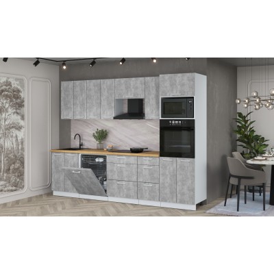 Кухонный гарнитур Мила Лайт 2,8-ПМ1 (Бетон/Бетон/Дуб бунратти) фабрика Интерлиния Кухонный гарнитур Мила Лайт 2,8-ПМ1 (Бетон/Бетон/Дуб бунратти) фабрика Интерлиния