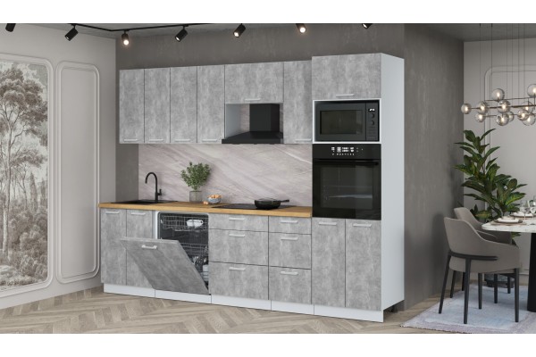 Кухонный гарнитур Мила Лайт 2,8-ПМ1 (Бетон/Бетон/Дуб бунратти) фабрика Интерлиния