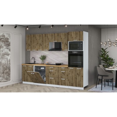 Кухонный гарнитур Мила Лайт 2,8-ПМ1 (Дуб Веллингтон/Дуб Веллингтон/Дуб бунратти) фабрика Интерлиния Кухонный гарнитур Мила Лайт 2,8-ПМ1 (Дуб Веллингтон/Дуб Веллингтон/Дуб бунратти) фабрика Интерлиния