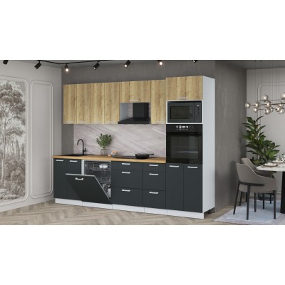 Кухонный гарнитур Мила Лайт 2,8-ПМ1 (Дуб золотой/Антрацит/Дуб бунратти) фабрика Интерлиния Кухонный гарнитур Мила Лайт 2,8-ПМ1 (Дуб золотой/Антрацит/Дуб бунратти) фабрика Интерлиния