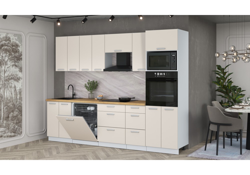 Кухонный гарнитур Мила Лайт 2,8-ПМ1 (Персидский жемчуг/Персидский жемчуг/Дуб бунратти) фабрика Интерлиния в Минске Кухонный гарнитур Мила Лайт 2,8-ПМ1 (Персидский жемчуг/Персидский жемчуг/Дуб бунратти) фабрика Интерлиния