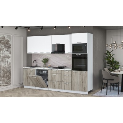 Кухонный гарнитур Мила Лайт 2,8-ПМ1 (Белый Платинум/Дуб серый/Гранит белый) фабрика Интерлиния Кухонный гарнитур Мила Лайт 2,8-ПМ1 (Белый Платинум/Дуб серый/Гранит белый) фабрика Интерлиния