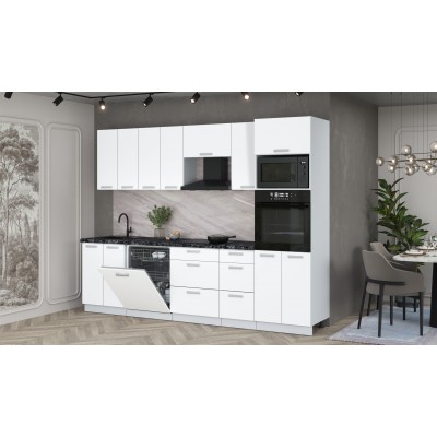 Кухонный гарнитур Мила Лайт 2,8-ПМ1 (Белый Платинум/Белый Платинум/Кастилло темный) фабрика Интерлиния Кухонный гарнитур Мила Лайт 2,8-ПМ1 (Белый Платинум/Белый Платинум/Кастилло темный) фабрика Интерлиния