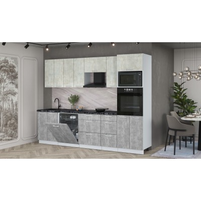 Кухонный гарнитур Мила Лайт 2,8-ПМ1 (Бетон лайт/Бетон/Кастилло темный) фабрика Интерлиния Кухонный гарнитур Мила Лайт 2,8-ПМ1 (Бетон лайт/Бетон/Кастилло темный) фабрика Интерлиния