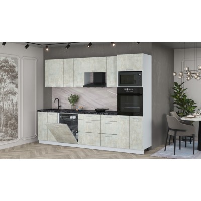 Кухонный гарнитур Мила Лайт 2,8-ПМ1 (Бетон лайт/Бетон лайт/Кастилло темный) фабрика Интерлиния Кухонный гарнитур Мила Лайт 2,8-ПМ1 (Бетон лайт/Бетон лайт/Кастилло темный) фабрика Интерлиния
