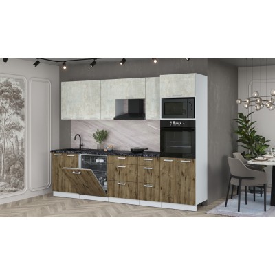 Кухонный гарнитур Мила Лайт 2,8-ПМ1 (Бетон лайт/Дуб Веллингтон/Кастилло темный) фабрика Интерлиния Кухонный гарнитур Мила Лайт 2,8-ПМ1 (Бетон лайт/Дуб Веллингтон/Кастилло темный) фабрика Интерлиния