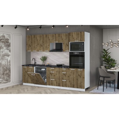 Кухонный гарнитур Мила Лайт 2,8-ПМ1 (Дуб Веллингтон/Дуб Веллингтон/Кастилло темный) фабрика Интерлиния Кухонный гарнитур Мила Лайт 2,8-ПМ1 (Дуб Веллингтон/Дуб Веллингтон/Кастилло темный) фабрика Интерлиния
