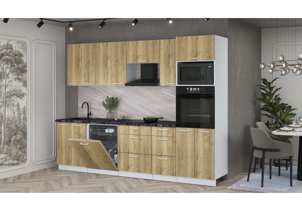 Кухонный гарнитур Мила Лайт 2,8-ПМ1 (Дуб золотой/Дуб золотой/Кастилло темный) фабрика Интерлиния в Минске Кухонный гарнитур Мила Лайт 2,8-ПМ1 (Дуб золотой/Дуб золотой/Кастилло темный) фабрика Интерлиния