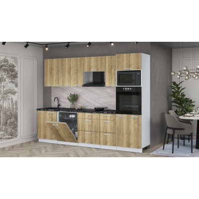 Кухонный гарнитур Мила Лайт 2,8-ПМ1 (Дуб золотой/Дуб золотой/Кастилло темный) фабрика Интерлиния Кухонный гарнитур Мила Лайт 2,8-ПМ1 (Дуб золотой/Дуб золотой/Кастилло темный) фабрика Интерлиния