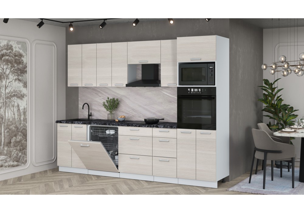 Кухонный гарнитур Мила Лайт 2,8-ПМ1 (Вудлайн кремовый/Вудлайн кремовый/Кастилло темный) фабрика Интерлиния в Минске Кухонный гарнитур Мила Лайт 2,8-ПМ1 (Вудлайн кремовый/Вудлайн кремовый/Кастилло темный) фабрика Интерлиния