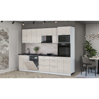 Кухонный гарнитур Мила Лайт 2,8-ПМ1 (Вудлайн кремовый/Вудлайн кремовый/Кастилло темный) фабрика Интерлиния Кухонный гарнитур Мила Лайт 2,8-ПМ1 (Вудлайн кремовый/Вудлайн кремовый/Кастилло темный) фабрика Интерлиния