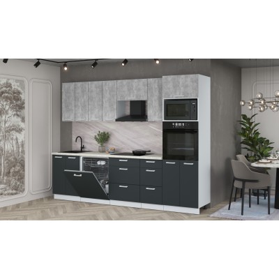 Кухонный гарнитур Мила Лайт 2,8-ПМ1 (Бетон/Антрацит/Опал светлый) фабрика Интерлиния Кухонный гарнитур Мила Лайт 2,8-ПМ1 (Бетон/Антрацит/Опал светлый) фабрика Интерлиния