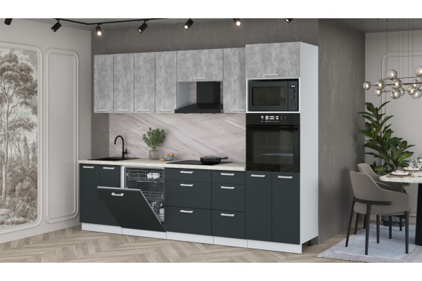 Кухонный гарнитур Мила Лайт 2,8-ПМ1 (Бетон/Антрацит/Опал светлый) фабрика Интерлиния