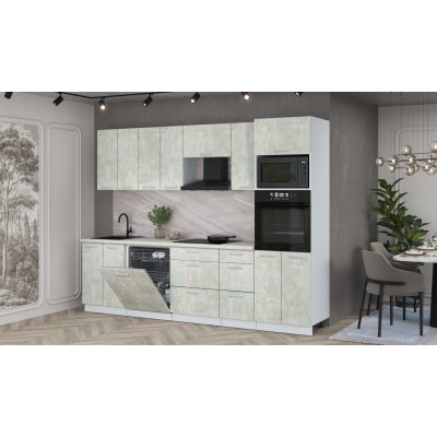 Кухонный гарнитур Мила Лайт 2,8-ПМ1 (Бетон лайт/Бетон лайт/Опал светлый) фабрика Интерлиния Кухонный гарнитур Мила Лайт 2,8-ПМ1 (Бетон лайт/Бетон лайт/Опал светлый) фабрика Интерлиния