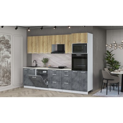 Кухонный гарнитур Мила Лайт 2,8-ПМ1 (Дуб золотой/Бетон Портленд/Опал светлый) фабрика Интерлиния Кухонный гарнитур Мила Лайт 2,8-ПМ1 (Дуб золотой/Бетон Портленд/Опал светлый) фабрика Интерлиния