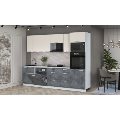 Кухонный гарнитур Мила Лайт 2,8-ПМ1 (Персидский жемчуг/Бетон Портленд/Серый каспий) фабрика Интерлиния Кухонный гарнитур Мила Лайт 2,8-ПМ1 (Персидский жемчуг/Бетон Портленд/Серый каспий) фабрика Интерлиния