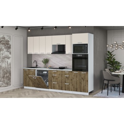 Кухонный гарнитур Мила Лайт 2,8-ПМ1 (Персидский жемчуг/Дуб Веллингтон/Серый каспий) фабрика Интерлиния Кухонный гарнитур Мила Лайт 2,8-ПМ1 (Персидский жемчуг/Дуб Веллингтон/Серый каспий) фабрика Интерлиния