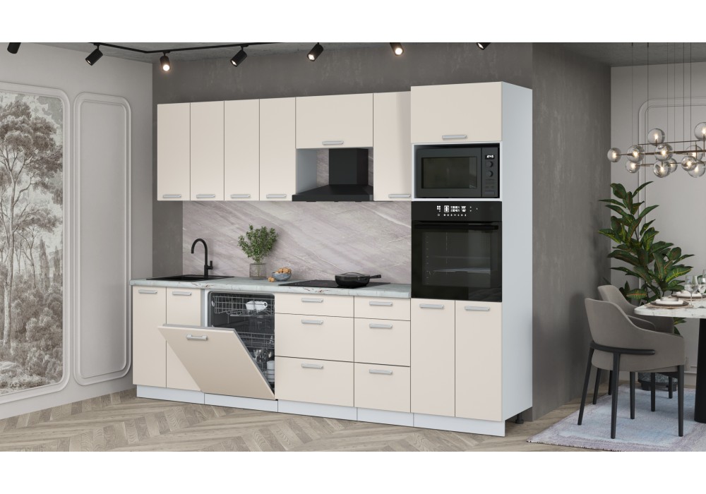 Кухонный гарнитур Мила Лайт 2,8-ПМ1 (Персидский жемчуг/Персидский жемчуг/Серый каспий) фабрика Интерлиния в Минске Кухонный гарнитур Мила Лайт 2,8-ПМ1 (Персидский жемчуг/Персидский жемчуг/Серый каспий) фабрика Интерлиния