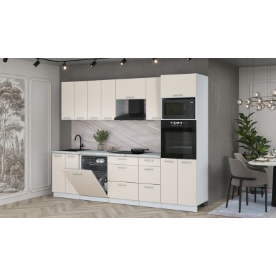 Кухонный гарнитур Мила Лайт 2,8-ПМ1 (Персидский жемчуг/Персидский жемчуг/Серый каспий) фабрика Интерлиния Кухонный гарнитур Мила Лайт 2,8-ПМ1 (Персидский жемчуг/Персидский жемчуг/Серый каспий) фабрика Интерлиния