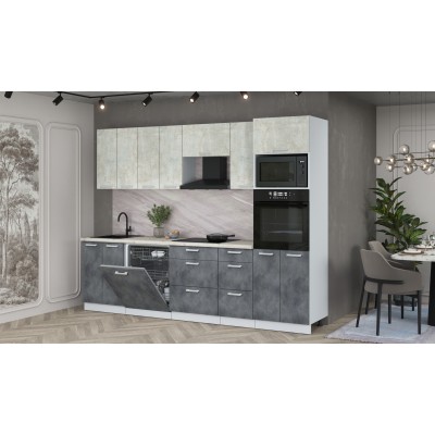 Кухонный гарнитур Мила Лайт 2,8-ПМ1 (Бетон лайт/Бетон Портленд/Сосна бискайская) фабрика Интерлиния Кухонный гарнитур Мила Лайт 2,8-ПМ1 (Бетон лайт/Бетон Портленд/Сосна бискайская) фабрика Интерлиния