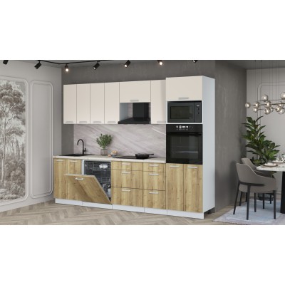 Кухонный гарнитур Мила Лайт 2,8-ПМ1 (Персидский жемчуг/Дуб золотой/Сосна бискайская) фабрика Интерлиния Кухонный гарнитур Мила Лайт 2,8-ПМ1 (Персидский жемчуг/Дуб золотой/Сосна бискайская) фабрика Интерлиния