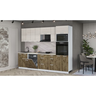 Кухонный гарнитур Мила Лайт 2,8-ПМ1 (Вудлайн кремовый/Дуб Веллингтон/Сосна бискайская) фабрика Интерлиния Кухонный гарнитур Мила Лайт 2,8-ПМ1 (Вудлайн кремовый/Дуб Веллингтон/Сосна бискайская) фабрика Интерлиния