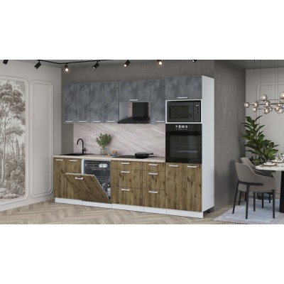 Кухонный гарнитур Мила Лайт 2,8-ПМ1 (Бетон Портленд/Дуб Веллингтон/Травертин) фабрика Интерлиния Кухонный гарнитур Мила Лайт 2,8-ПМ1 (Бетон Портленд/Дуб Веллингтон/Травертин) фабрика Интерлиния