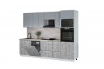 Кухонный гарнитур Мила Лайт 2,8-ПМ1 (Серебро/Бетон/Травертин) фабрика Интерлиния в Минске Кухонный гарнитур Мила Лайт 2,8-ПМ1 (Серебро/Бетон/Травертин) фабрика Интерлиния