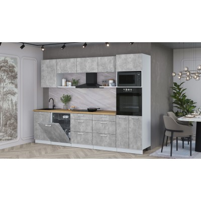 Кухонный гарнитур Мила Лайт 2,9-ПМ1 (Бетон/Бетон/Дуб бунратти) фабрика Интерлиния Кухонный гарнитур Мила Лайт 2,9-ПМ1 (Бетон/Бетон/Дуб бунратти) фабрика Интерлиния