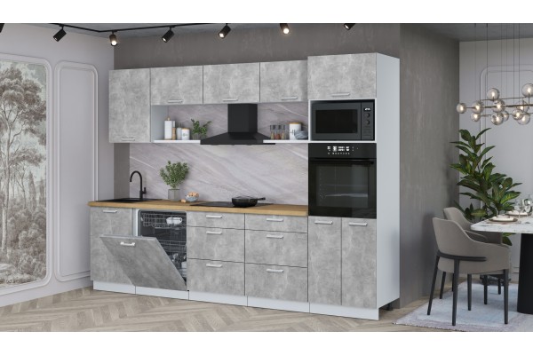 Кухонный гарнитур Мила Лайт 2,9-ПМ1 (Бетон/Бетон/Дуб бунратти) фабрика Интерлиния