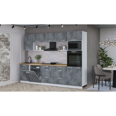 Кухонный гарнитур Мила Лайт 2,9-ПМ1 (Бетон Портленд/Бетон Портленд/Дуб бунратти) фабрика Интерлиния Кухонный гарнитур Мила Лайт 2,9-ПМ1 (Бетон Портленд/Бетон Портленд/Дуб бунратти) фабрика Интерлиния