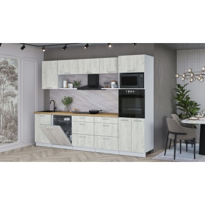 Кухонный гарнитур Мила Лайт 2,9-ПМ1 (Дуб белый/Дуб белый/Дуб бунратти) фабрика Интерлиния Кухонный гарнитур Мила Лайт 2,9-ПМ1 (Дуб белый/Дуб белый/Дуб бунратти) фабрика Интерлиния