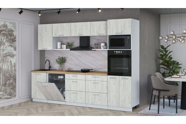 Кухонный гарнитур Мила Лайт 2,9-ПМ1 (Дуб белый/Дуб белый/Дуб бунратти) фабрика Интерлиния