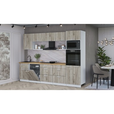 Кухонный гарнитур Мила Лайт 2,9-ПМ1 (Дуб серый/Дуб серый/Дуб бунратти) фабрика Интерлиния Кухонный гарнитур Мила Лайт 2,9-ПМ1 (Дуб серый/Дуб серый/Дуб бунратти) фабрика Интерлиния