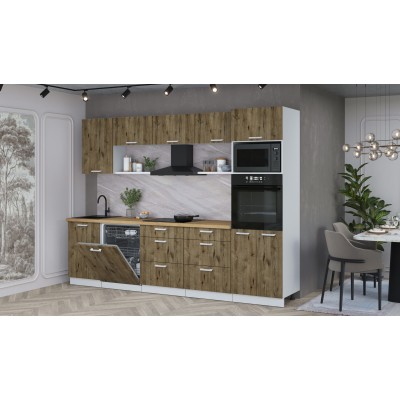Кухонный гарнитур Мила Лайт 2,9-ПМ1 (Дуб Веллингтон/Дуб Веллингтон/Дуб бунратти) фабрика Интерлиния Кухонный гарнитур Мила Лайт 2,9-ПМ1 (Дуб Веллингтон/Дуб Веллингтон/Дуб бунратти) фабрика Интерлиния