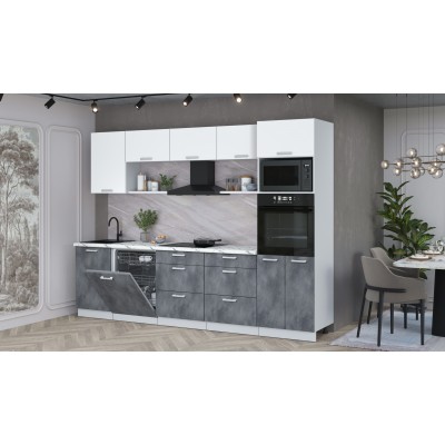 Кухонный гарнитур Мила Лайт 2,9-ПМ1 (Белый Платинум/Бетон портленд/Гранит белый) фабрика Интерлиния Кухонный гарнитур Мила Лайт 2,9-ПМ1 (Белый Платинум/Бетон портленд/Гранит белый) фабрика Интерлиния