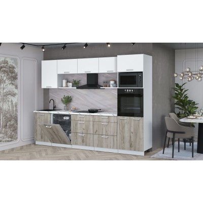 Кухонный гарнитур Мила Лайт 2,9-ПМ1 (Белый Платинум/Дуб серый/Гранит белый) фабрика Интерлиния Кухонный гарнитур Мила Лайт 2,9-ПМ1 (Белый Платинум/Дуб серый/Гранит белый) фабрика Интерлиния