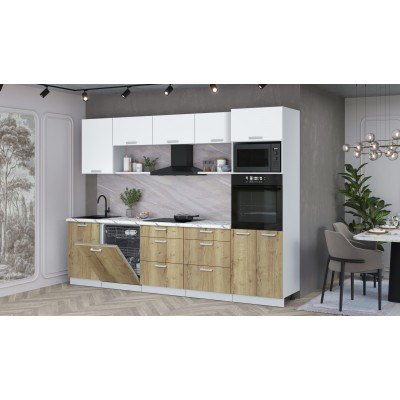 Кухонный гарнитур Мила Лайт 2,9-ПМ1 (Белый Платинум/Дуб золотой/Гранит белый) фабрика Интерлиния Кухонный гарнитур Мила Лайт 2,9-ПМ1 (Белый Платинум/Дуб золотой/Гранит белый) фабрика Интерлиния