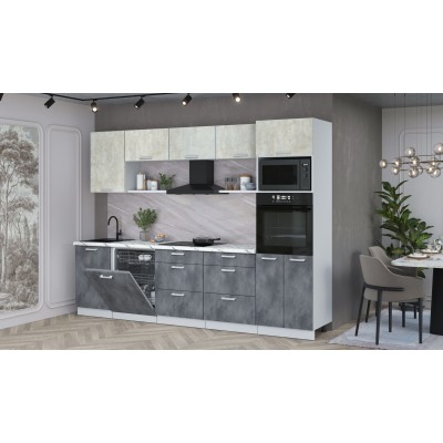 Кухонный гарнитур Мила Лайт 2,9-ПМ1 (Бетон лайт/Бетон портленд/Гранит белый) фабрика Интерлиния Кухонный гарнитур Мила Лайт 2,9-ПМ1 (Бетон лайт/Бетон портленд/Гранит белый) фабрика Интерлиния