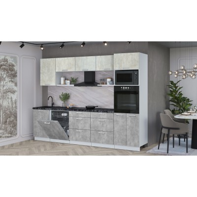 Кухонный гарнитур Мила Лайт 2,9-ПМ1 (Бетон лайт/Бетон/Кастилло темный) фабрика Интерлиния Кухонный гарнитур Мила Лайт 2,9-ПМ1 (Бетон лайт/Бетон/Кастилло темный) фабрика Интерлиния