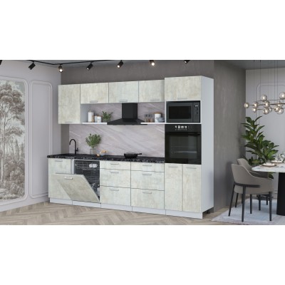 Кухонный гарнитур Мила Лайт 2,9-ПМ1 (Бетон лайт/Бетон лайт/Кастилло темный) фабрика Интерлиния Кухонный гарнитур Мила Лайт 2,9-ПМ1 (Бетон лайт/Бетон лайт/Кастилло темный) фабрика Интерлиния