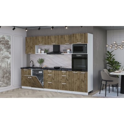 Кухонный гарнитур Мила Лайт 2,9-ПМ1 (Дуб Веллингтон/Дуб Веллингтон/Кастилло темный) фабрика Интерлиния Кухонный гарнитур Мила Лайт 2,9-ПМ1 (Дуб Веллингтон/Дуб Веллингтон/Кастилло темный) фабрика Интерлиния