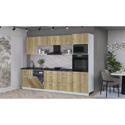 Кухонный гарнитур Мила Лайт 2,9-ПМ1 (Дуб золотой/Дуб золотой/Кастилло темный) фабрика Интерлиния Кухонный гарнитур Мила Лайт 2,9-ПМ1 (Дуб золотой/Дуб золотой/Кастилло темный) фабрика Интерлиния