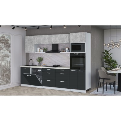 Кухонный гарнитур Мила Лайт 2,9-ПМ1 (Бетон/Антрацит/Опал светлый) фабрика Интерлиния Кухонный гарнитур Мила Лайт 2,9-ПМ1 (Бетон/Антрацит/Опал светлый) фабрика Интерлиния