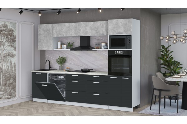 Кухонный гарнитур Мила Лайт 2,9-ПМ1 (Бетон/Антрацит/Опал светлый) фабрика Интерлиния