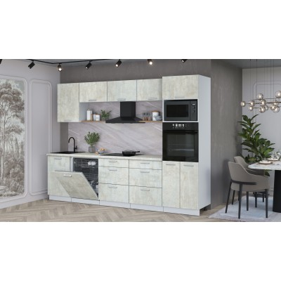 Кухонный гарнитур Мила Лайт 2,9-ПМ1 (Бетон лайт/Бетон лайт/Опал светлый) фабрика Интерлиния Кухонный гарнитур Мила Лайт 2,9-ПМ1 (Бетон лайт/Бетон лайт/Опал светлый) фабрика Интерлиния