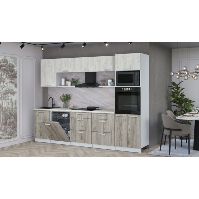 Кухонный гарнитур Мила Лайт 2,9-ПМ1 (Дуб белый/Дуб серый/Опал светлый) фабрика Интерлиния Кухонный гарнитур Мила Лайт 2,9-ПМ1 (Дуб белый/Дуб серый/Опал светлый) фабрика Интерлиния